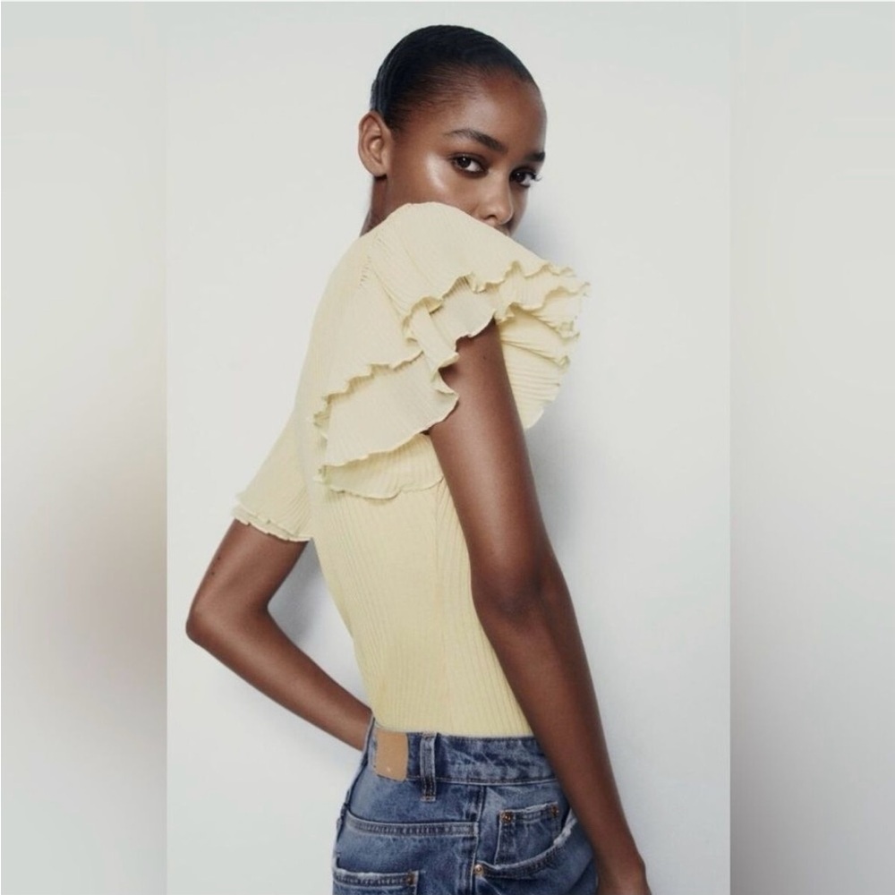 Ruffled Sleeve Yellow Bodysuit